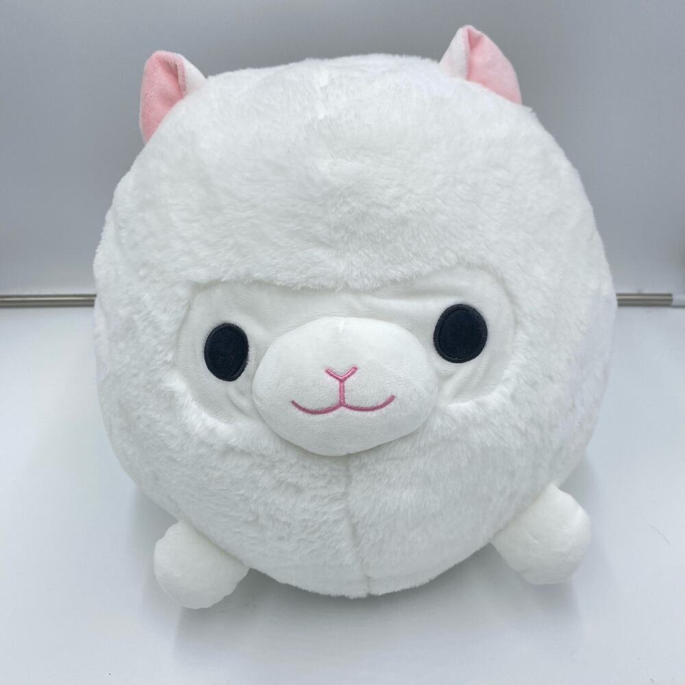 Round 1 Takashoji White Fluffy Round Sheep Plush 12 x 12 NWT